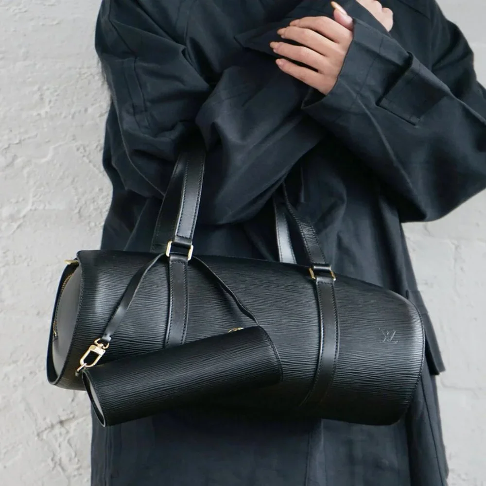 Authentic Louis Vuitton Leather Epi Soufflot Satchel Bag w/ Accessories Pochette - Picture 6 of 16